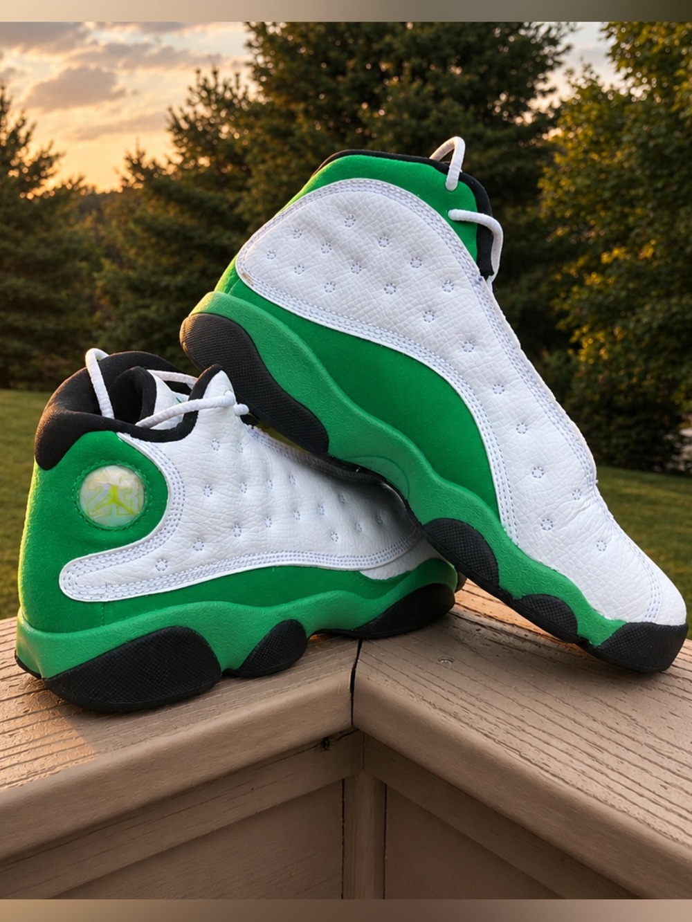 💚Jordan 13 Retro White and Green Sneakers
